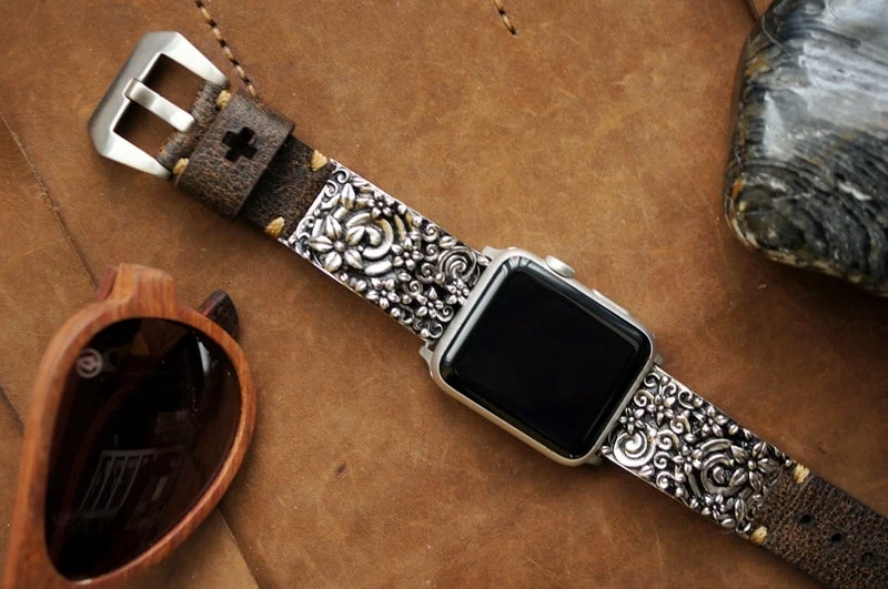 Sakura versilbert Anhänger Apple-Watch-Armband ( 2-teilig) für Panerai oder Apple Watch Serie 1,2,3,4,5,6,7,SE – Bild 7